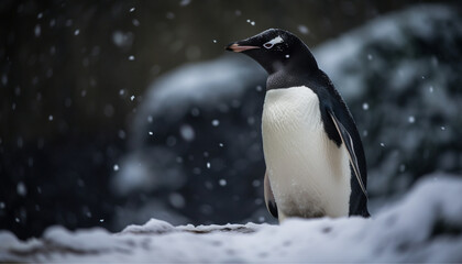 penguin enjoying the sun and the snow