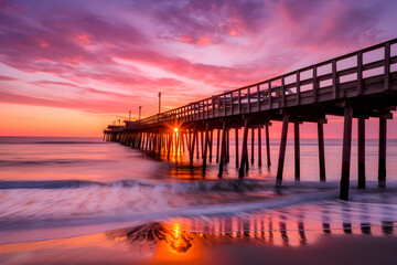 Fototapeta na wymiar Golden Hour at the Ocean: A Stunning Sunrise Scene - AI Generative