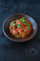 chili paste in dark background

