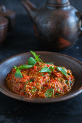 chili paste in dark background

