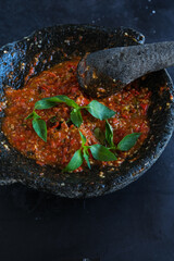 chili paste in dark background

