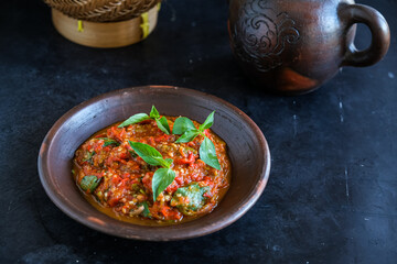 chili paste in dark background

