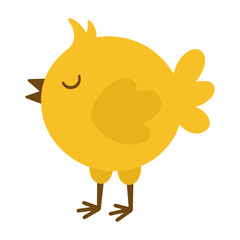 Illustration of a cartoon cute chick. Easter chick symbol. Cute chick with closed eyes.