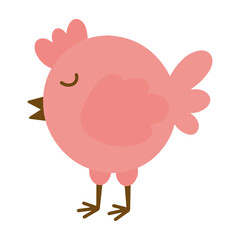 Cute pink chick. Vector illustration of a pink chick. Cute cartoon pink chick.