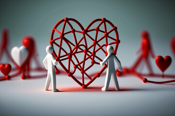 Complicated connected relationship between people in society, love relationship, broken , hurt, bonded connection