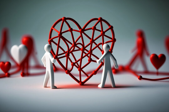 Complicated connected relationship between people in society, love relationship, broken , hurt, bonded connection