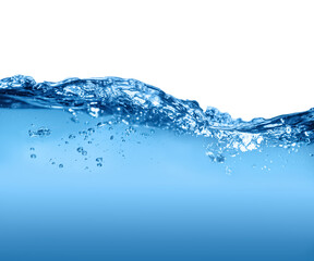 Splash of clear blue water on grey background