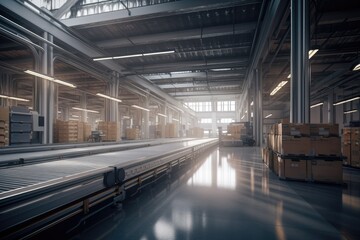 Obraz premium Illustration of a modern distribution center warehouse - Created with Generative ai