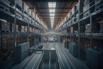 Illustration of a modern distribution center warehouse - Created with Generative ai