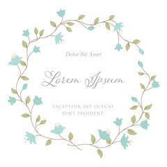 Flowers doodle circle wreath floral wallpaper template background bouquet. Botanical flower and leaf branch can be used for printing, greeting or wedding anniversary. Vector invitation card concept.