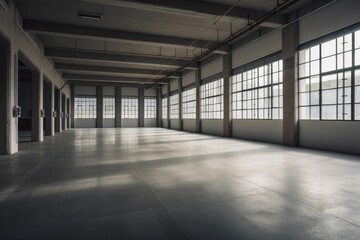 Illustration of a  empty concrete warehouse - Created with Generative ai