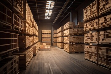 Fototapeta premium Illustration of a wooden warehouse - Created with Generative ai