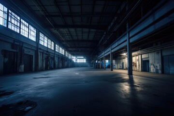 Obraz premium Illustration of a empty concrete warehouse - Created with Generative ai
