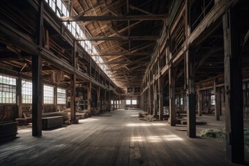 Naklejka premium Illustration of a wooden warehouse - Created with Generative ai