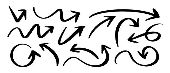 hand drawn arrow set. Doodle vector illustration.