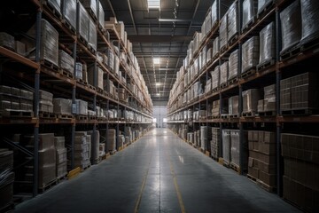 Illustration of a modern warehouse - Created with Generative ai
