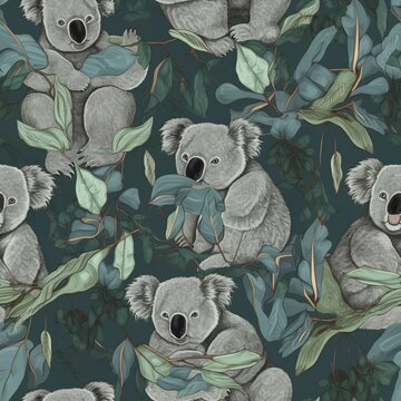 Koala seamless pattern