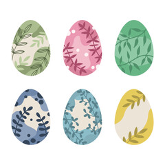 A set of colored easter eggs. Cute easter eggs for decoration. Easter eggs vector icons. Stylish painted eggs for Easter.