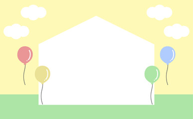 風船と家の背景　イエロー