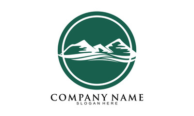 Elegant mountain nature silhouette logo design