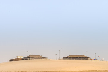 Desert camping site with traditional arabic tents