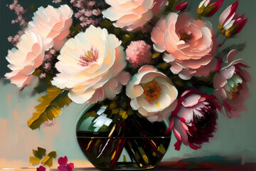 Floral Bouquet Vase Painting