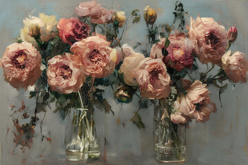 Floral Bouquet Vase Painting