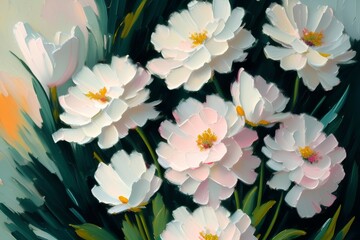 White Floral Painting