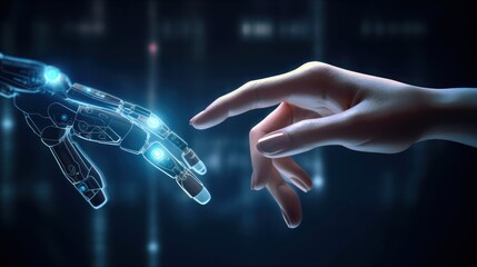The Future of Human-Machine Interaction: A Look into Virtual Reality, AI machine learning, GENERATIVE AI - obrazy, fototapety, plakaty