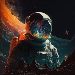 Fototapeta na wymiar astronaut in colorful space