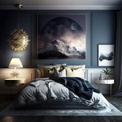 bedroom in the night Generative AI