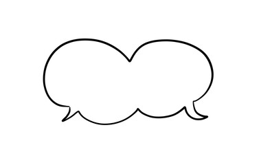 Speech bubble hand drawing drawn with black pen.