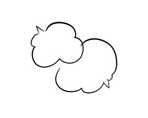 Speech bubble hand drawing drawn with black pen.