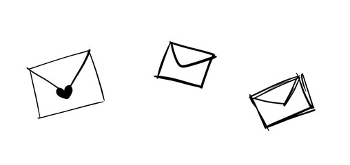  An envelope drawn with a black pen.