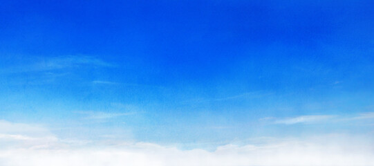 コピースペースのある水彩風の青空の風景イラスト