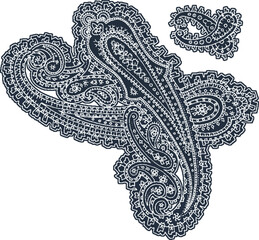 Paisley Design Vector illustration. Black and white paisley t shirt design for print