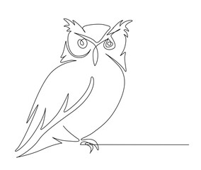 Continuous one line drawing of owl bird. simple barn owl line art vector illustration.