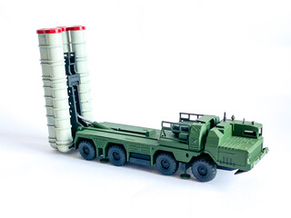 Naklejka premium Russia anti aircraft missile model toy on white background