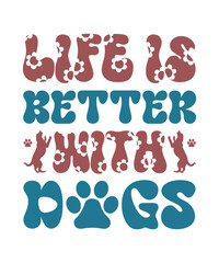 Retro Dog SVG Bundle - Retro svg, Dog Shirt svg, Dog Saying svg, Dog Quotes svg, Retro Wavy Text svg, Wavy Letters svg, Dog PNG, DXF