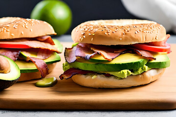 AI generated image of sandwiches with avocado spread. Avocado is a delicious fruit that can be enjoyed in many different ways