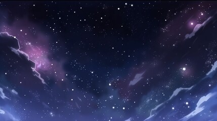 Obraz na płótnie Canvas Star night sky background. Anime cartoon style drawing. Generative AI technology.