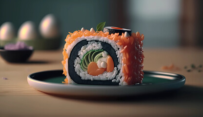Delicious Japanese Cuisine Sushi with Chopsticks