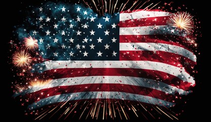 USA 4th of july fireworks background, Generative ai