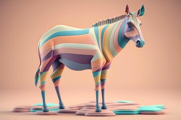 3D Okapi Avatar with Exquisite Detailing and Soft Pastel Coloring in Cartoon Style - obrazy, fototapety, plakaty