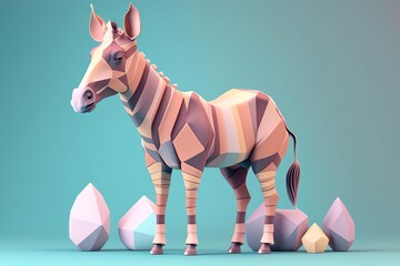 3D Okapi Avatar with Exquisite Detailing and Soft Pastel Coloring in Cartoon Style - obrazy, fototapety, plakaty