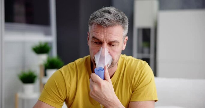 Asthma Patient Breathing Using Oxygen Mask