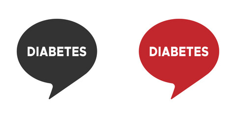  Diabetes speech bubble vector icons set