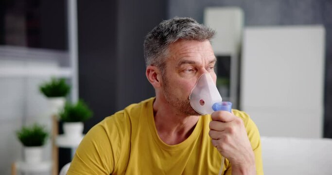 Asthma Patient Breathing Using Oxygen Mask