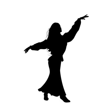 recommend clip art: Girl dances in a long skirt, shirt, vest and boots. Silhouette.
                    Illustration of a girl with her arms raised to the sides. 
                    Illustrations of women.