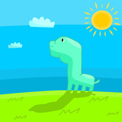 A Dinosaur looking at the sky vector Illustration suitable for comic book